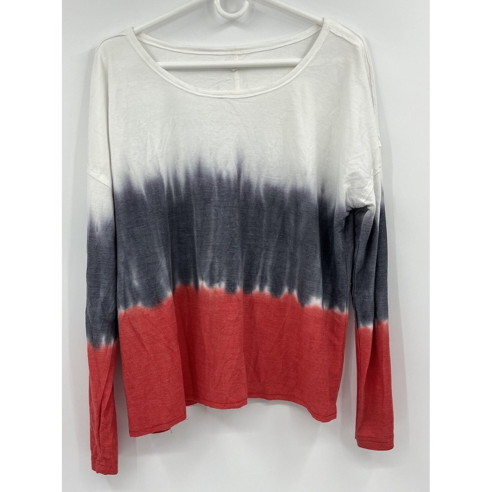 Maurices Long Sleeve Tie Dye Top Shirt Raw Hem Size Large